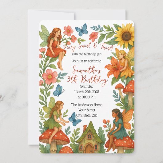 ワイルドマジカルフェアリーガーデンバースデーパーティー –  招待状 (正面)