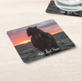 ワイルドマスタングホースin the sunset スクエアペーパーコースター (アングル)