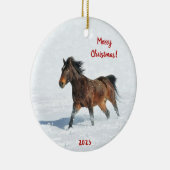 ワイルドマスタングランニングホースの雪の中 セラミックオーナメント (右)