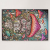 ワイルドマッシュルームフォレストイラストレーションアート ジグソーパズル (横)