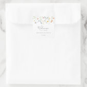 ワイルドマルチカラーフローラルウェディングウェルカム スクエアシール (バッグ)