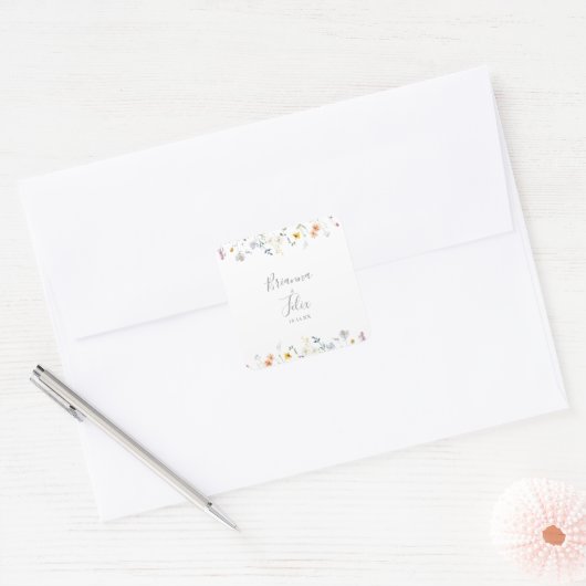 ワイルドマルチカラーフローラルウェディングエンベロープシール スクエアシール (封筒)