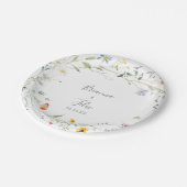 ワイルドマルチカラーフローラルウェディングケーキ ペーパープレート (アングル)