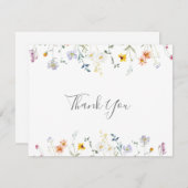 ワイルドマルチカラーフローラルフラットウェディング サンキューカード (正面/裏面)