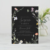 ワイルドマルチカラーフローラルブラックサプライズパーティー 招待状 (スタンド正面)