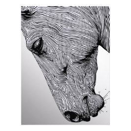 ワイルドミニマリストラインアートホースの流れ フォトプリント           
