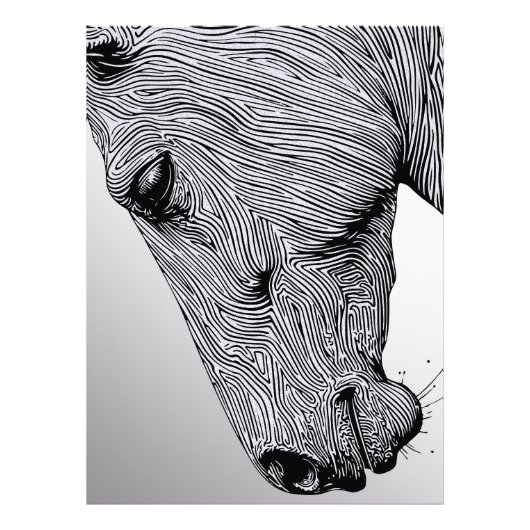 ワイルドミニマリストラインアートホースの流れ フォトプリント            (正面)