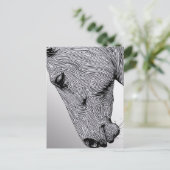 ワイルドミニマリストラインアートホースの流れ ポストカード (スタンド正面)