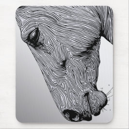 ワイルドミニマリストラインアートホースの流れ マウスパッド