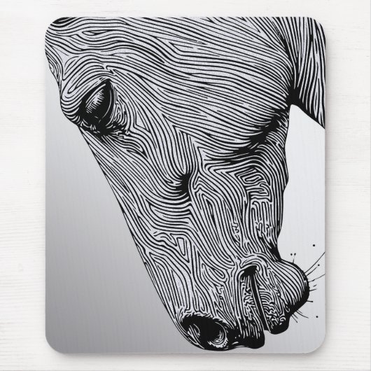 ワイルドミニマリストラインアートホースの流れ マウスパッド (正面)