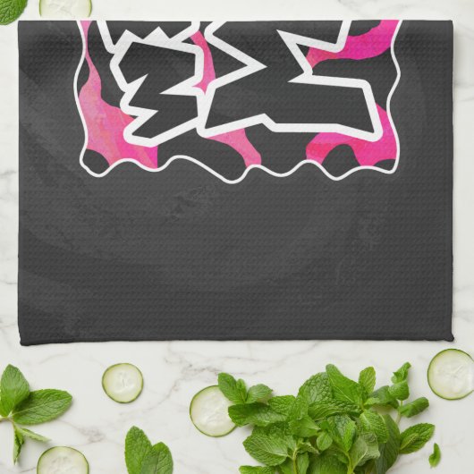 ワイルドミーカウピンクとホワイト キッチンタオル (折り畳み)