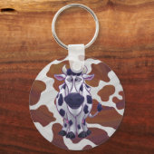 ワイルドミーカウブラウンアンドホワイトプリント キーホルダー (正面)