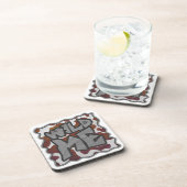 ワイルドミーカウブラウンアンドホワイトプリント コースター (右側)