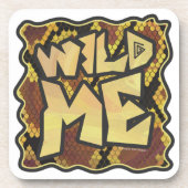 ワイルドミースネークブラウンと金ゴールドプリント コースター (正面)