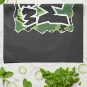 ワイルドミースネークブラックアンドグリーンプリント キッチンタオル (折り畳み)