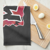 ワイルドミースネークブラックアンドレッドプリント キッチンタオル (四つ折り)