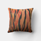 ワイルドミータイガーホットオレンジとブラックプリント クッション (裏面)