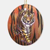 ワイルドミータイガーホットオレンジとブラックプリント セラミックオーナメント (左)