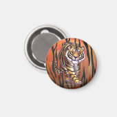ワイルドミータイガーホットオレンジとブラックプリント マグネット (正面/裏面)