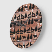 ワイルドムースウルフワイルドネスマウンテン素朴キャビン ラージ壁時計 (傾斜)