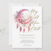 ワイルドムーンチャイルドリームキャッチャー赤ちゃんガールシャワー 招待状 (正面)