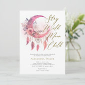 ワイルドムーンチャイルド ボーホー ドリームキャッチャー ベビーガール シャワー 招待状 (スタンド正面)