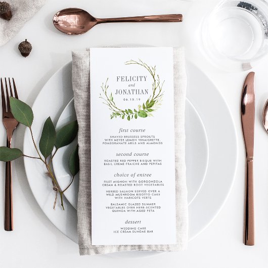 ワイルドメイ結婚ドメニューカード メニュー