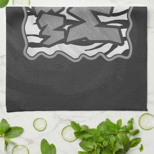 ワイルドメタイガーブラックアンドホワイトプリント キッチンタオル (折り畳み)