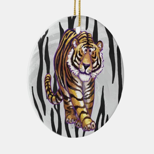 ワイルドメタイガーブラックアンドホワイトプリント セラミックオーナメント (右)