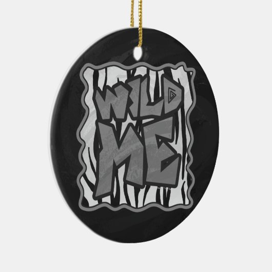 ワイルドメタイガーブラックアンドホワイトプリント セラミックオーナメント (右)