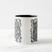 ワイルドメタイガーブラックアンドホワイトプリント ツートーンマグカップ (中央)