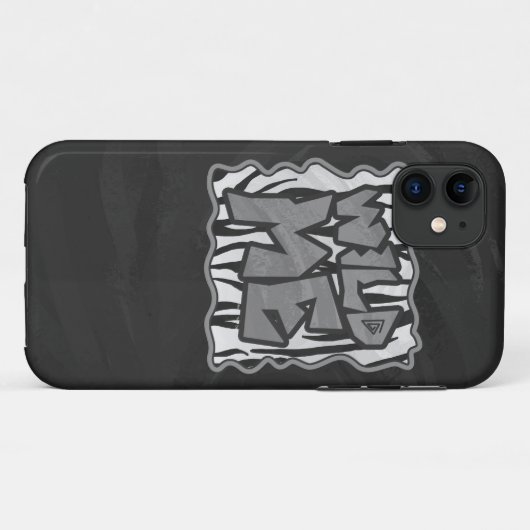 ワイルドメタイガーブラックアンドホワイトプリント Case-Mate iPhoneケース (裏面(横))
