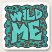 ワイルドメダルマチアンブラウンとティール（緑がかった色）デザイン コースター (正面)