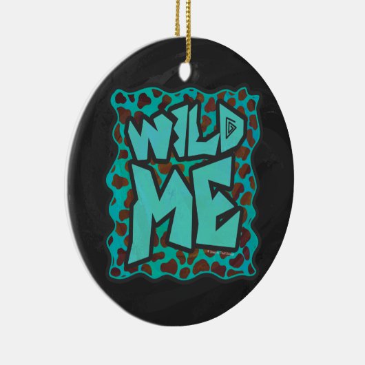 ワイルドメダルマチアンブラウンとティール(緑がかった色)デザイン セラミックオーナメント (右)