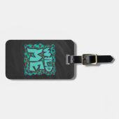 ワイルドメダルマチアンブラウンとティール（緑がかった色）デザイン ラゲッジタグ (正面横)