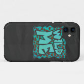 ワイルドメダルマチアンブラウンとティール(緑がかった色)デザイン Case-Mate iPhoneケース (裏面(横))