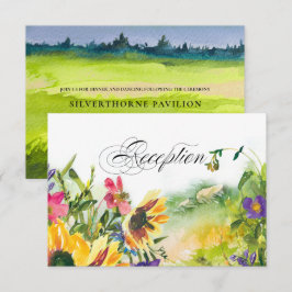 ワイルドメドウサンフラワーウェディングレセプションカード 招待状