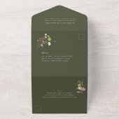 ワイルドメドウフローラ結婚ズオリーブグリーン オールインワン招待状 (外側)