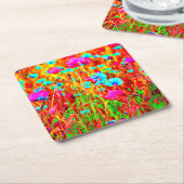 ワイルドメドーイン開花ポップ・アートのアート スクエアペーパーコースター (アングル)