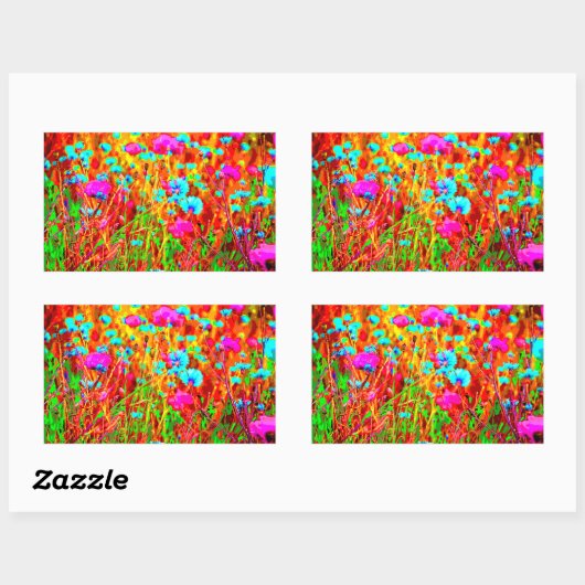 ワイルドメドーイン開花ポップ・アートのアート 長方形シール (シート)