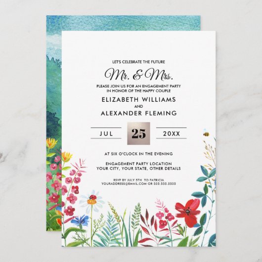 ワイルドメドーサマーフォレスト婚約パーティ招待状 招待状 (正面/裏面)