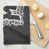 ワイルドメヒョウ白と黒 キッチンタオル (四つ折り)