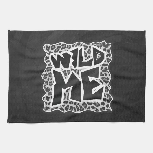 ワイルドメヒョウ白と黒 キッチンタオル (横)