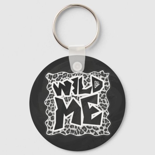 ワイルドメヒョウ白と黒 キーホルダー (正面)
