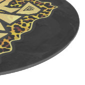 ワイルドメヒョウ茶色とイエロープリント カッティングボード (角)