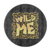 ワイルドメヒョウ茶色とイエロープリント カッティングボード (正面)