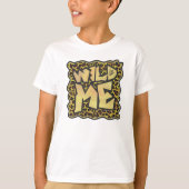 ワイルドメヒョウ茶色とイエロープリント Tシャツ (正面)