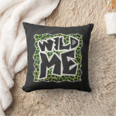 ワイルドメヒョウ黒緑デザイン クッション (ブランケット)