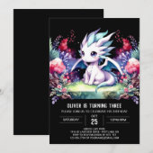 ワイルドモダンドラゴン誕生日 招待状 (正面/裏面)