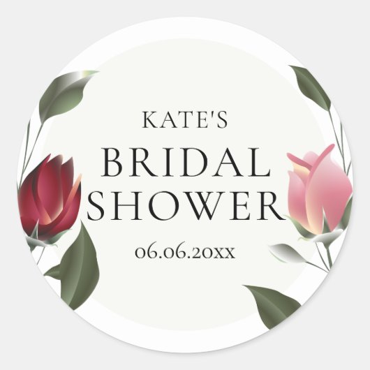 ワイルドモダンバラフローラブライダルシャワーの恩恵 ラウンドシール (正面)